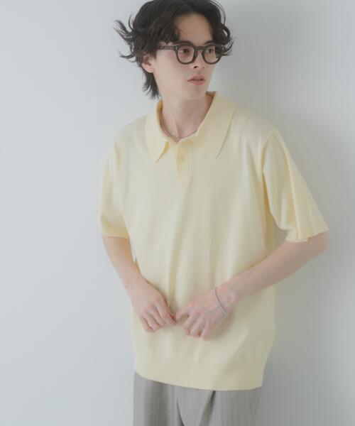 SENSE OF PLACE by URBAN RESEARCH(センスオブプレイスバイアーバンリサーチ)の「『洗濯可』ストレッチニットポロショートスリーブTシャツ(ニット/セーター・メンズ・グリーン/イエロー/ブラック/ダークグレー・MEDIUM/LARGE)」の19枚目の写真