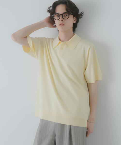 SENSE OF PLACE by URBAN RESEARCH(センスオブプレイスバイアーバンリサーチ)の「『洗濯可』ストレッチニットポロショートスリーブTシャツ(ニット/セーター・メンズ・グリーン/イエロー/ブラック/ダークグレー・MEDIUM/LARGE)」の18枚目の写真