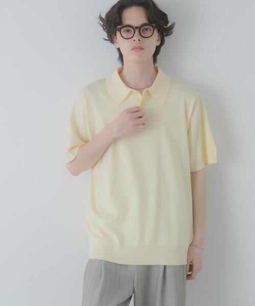 SENSE OF PLACE by URBAN RESEARCH(センスオブプレイスバイアーバンリサーチ)の「『洗濯可』ストレッチニットポロショートスリーブTシャツ(ニット/セーター・メンズ・グリーン/イエロー/ブラック/ダークグレー・MEDIUM/LARGE)」の17枚目の写真
