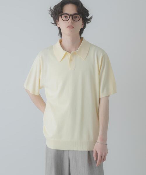 SENSE OF PLACE by URBAN RESEARCH(センスオブプレイスバイアーバンリサーチ)の「『洗濯可』ストレッチニットポロショートスリーブTシャツ(ニット/セーター・メンズ・グリーン/イエロー/ブラック/ダークグレー・MEDIUM/LARGE)」の16枚目の写真