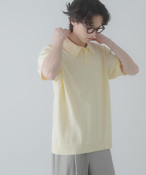 SENSE OF PLACE by URBAN RESEARCH(センスオブプレイスバイアーバンリサーチ)の「『洗濯可』ストレッチニットポロショートスリーブTシャツ(ニット/セーター・メンズ・グリーン/イエロー/ブラック/ダークグレー・MEDIUM/LARGE)」の11枚目の写真