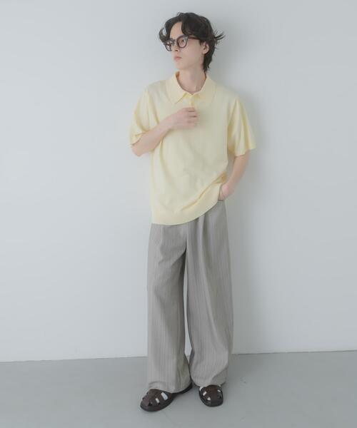 SENSE OF PLACE by URBAN RESEARCH(センスオブプレイスバイアーバンリサーチ)の「『洗濯可』ストレッチニットポロショートスリーブTシャツ(ニット/セーター・メンズ・グリーン/イエロー/ブラック/ダークグレー・MEDIUM/LARGE)」の12枚目の写真