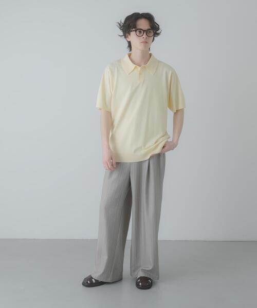 SENSE OF PLACE by URBAN RESEARCH(センスオブプレイスバイアーバンリサーチ)の「『洗濯可』ストレッチニットポロショートスリーブTシャツ(ニット/セーター・メンズ・グリーン/イエロー/ブラック/ダークグレー・MEDIUM/LARGE)」の13枚目の写真
