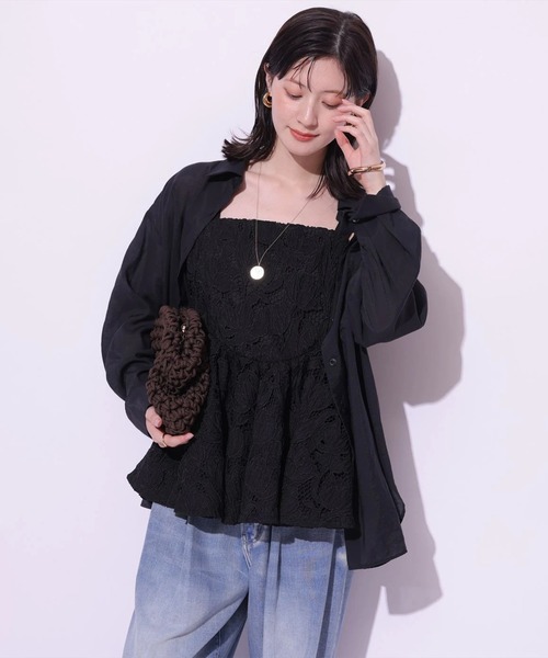 Arpege story(アルページュストーリー)の「シアーシャツ(シャツ/ブラウス・レディース・ホワイト/ブラック/ピンク/ライトイエロー・2)」の7枚目の写真