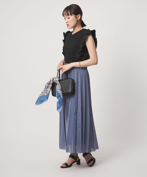 green label relaxing(グリーンレーベルリラクシング)の「フリルドッキング ノースリーブ ニット ウォッシャブル(ニット/セーター・レディース・ブラック/オリーブ・FREE)」の14枚目の写真