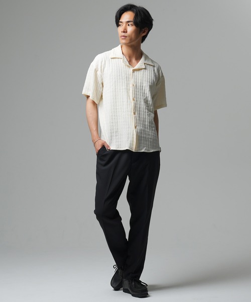 Beno(ビーノ)の「チェックジャガードオープンシャツ(シャツ/ブラウス・メンズ・ホワイト/ブラック・MEDIUM/LARGE/X-LARGE)」の5枚目の写真