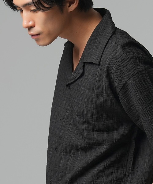 Beno(ビーノ)の「チェックジャガードオープンシャツ(シャツ/ブラウス・メンズ・ホワイト/ブラック・MEDIUM/LARGE/X-LARGE)」の8枚目の写真