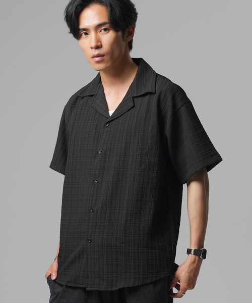 Beno(ビーノ)の「チェックジャガードオープンシャツ(シャツ/ブラウス・メンズ・ホワイト/ブラック・MEDIUM/LARGE/X-LARGE)」の9枚目の写真