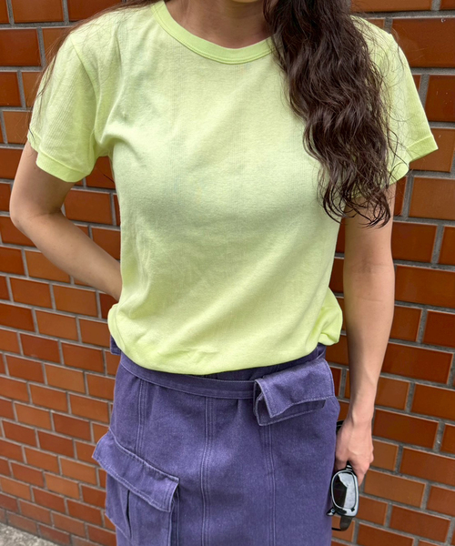 MILLER(ミラー)の「【MILLER/ミラー】 Light prib hs Tシャツ(Tシャツ/カットソー・レディース・ブラック/ライトグリーン/イエロー/ホワイト/スカイブルー/ネイビー・FREE)」の6枚目の写真