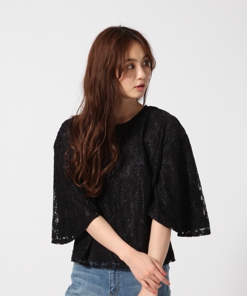 GLOBAL WORK（グローバルワーク）の「レースフレアスリーブ7分袖/708796（シャツ/ブラウス・レディース・ホワイト/オフホワイト/ネイビー/ライトベージュ・SMALL/MEDIUM/LARGE）」の4枚目の写真