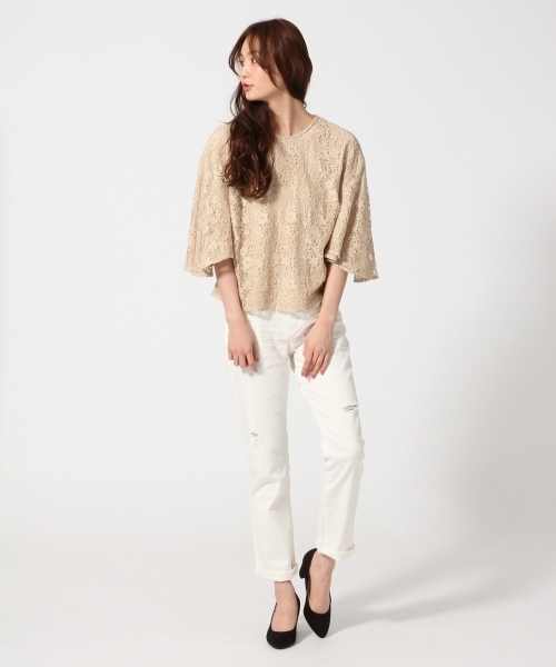 GLOBAL WORK（グローバルワーク）の「レースフレアスリーブ7分袖/708796（シャツ/ブラウス・レディース・ホワイト/オフホワイト/ネイビー/ライトベージュ・SMALL/MEDIUM/LARGE）」の11枚目の写真