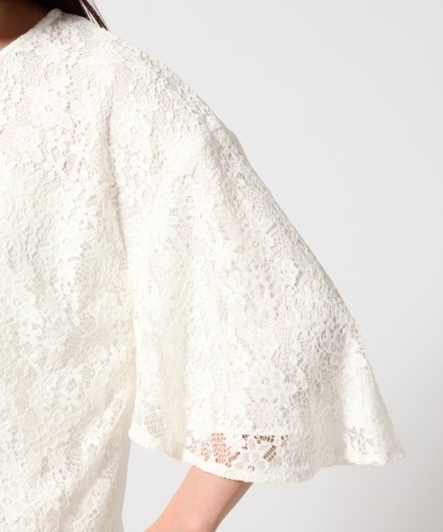 GLOBAL WORK（グローバルワーク）の「レースフレアスリーブ7分袖/708796（シャツ/ブラウス・レディース・ホワイト/オフホワイト/ネイビー/ライトベージュ・SMALL/MEDIUM/LARGE）」の5枚目の写真