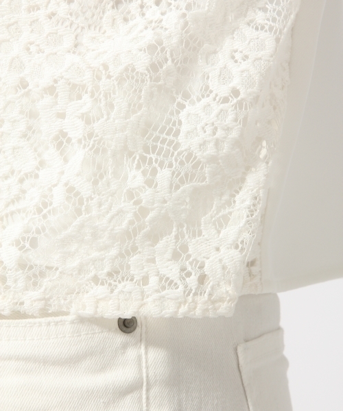 GLOBAL WORK（グローバルワーク）の「レースフレアスリーブ7分袖/708796（シャツ/ブラウス・レディース・ホワイト/オフホワイト/ネイビー/ライトベージュ・SMALL/MEDIUM/LARGE）」の7枚目の写真