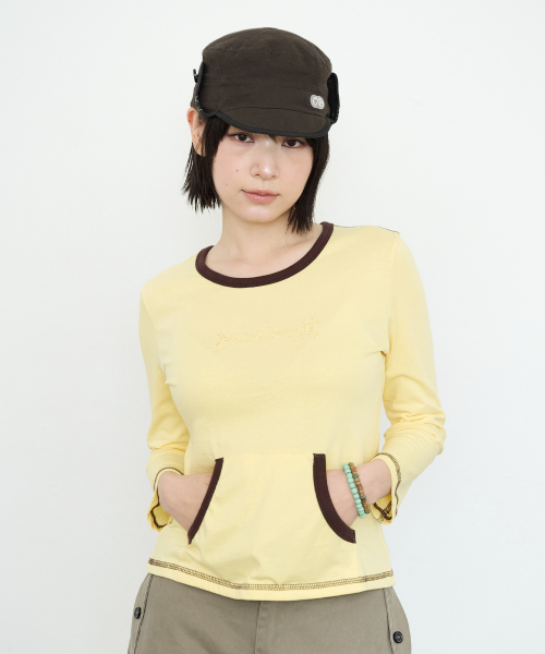 PARAKEET(パラキート)の「パッチポケットカプリスリーブ(レモン)(Tシャツ/カットソー・レディース・レモンイエロー・OS)」の4枚目の写真