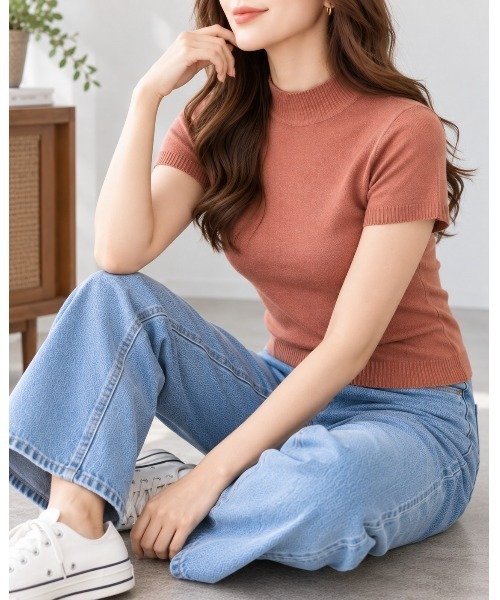 FAZVY(ファズビー)の「ハーフネックニットT(Tシャツ/カットソー・レディース・ブラック/ホワイト・FREE)」の16枚目の写真