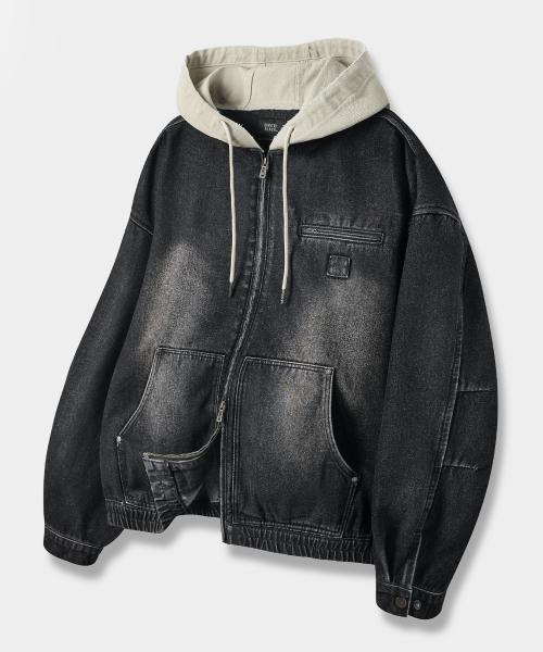 2WAY OG Essen‑style Detroit Fudge ジャップ_Denim Vintage black — 2WAY OG джинсовая куртка, черная винтажная