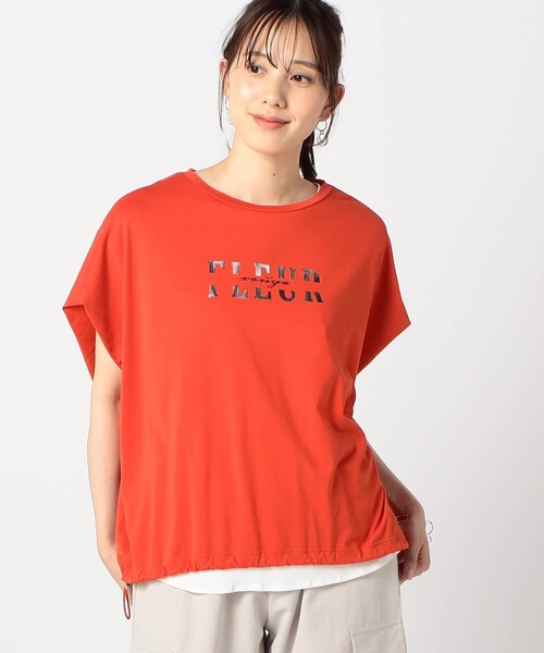 Grand PARK（グランドパーク）の「シルバー箔プリント タックショルダーカットソー（その他トップス・レディース・オレンジ/ホワイト・FREE）」の2枚目の写真