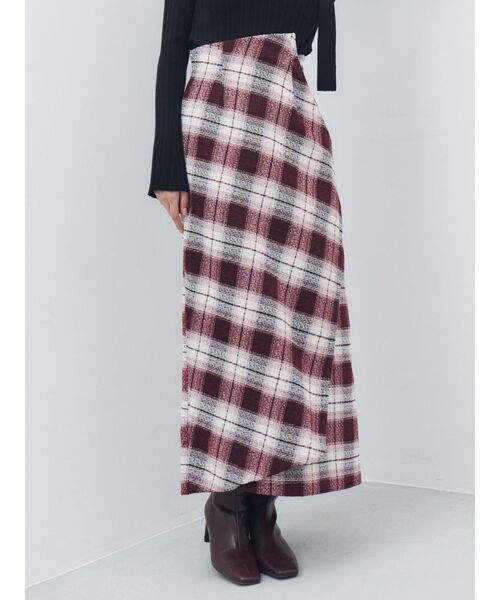LAGUNAMOON(ラグナムーン)の「モールチェックアシメスカート(スカート・レディース・ブラウン/ボルドー・SMALL/MEDIUM)」の2枚目の写真