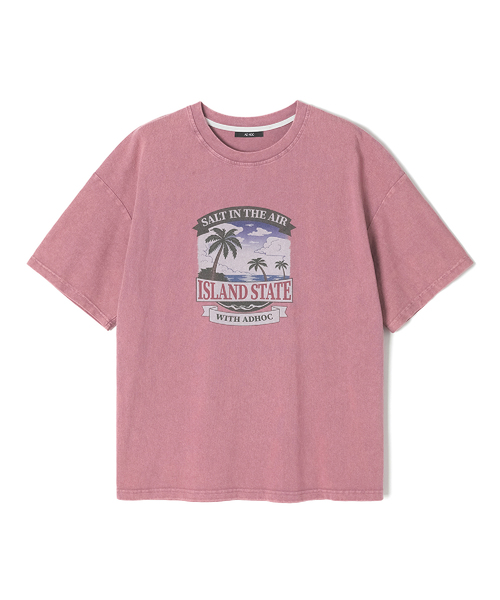 ADHOC(アドホック)の「女性パームツリーアートワークピグメント半袖Tシャツ (3 COLOR) (HC4STC1)(Tシャツ/カットソー・レディース・ライトグレー/ブラック/ピンク・FREE)」の3枚目の写真