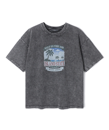 女性パームツリーアートワークピグメント半袖Tシャツ (3 COLOR) (HC4STC1)