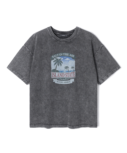 ADHOC(アドホック)の「女性パームツリーアートワークピグメント半袖Tシャツ (3 COLOR) (HC4STC1)(Tシャツ/カットソー・レディース・ライトグレー/ブラック/ピンク・FREE)」の6枚目の写真
