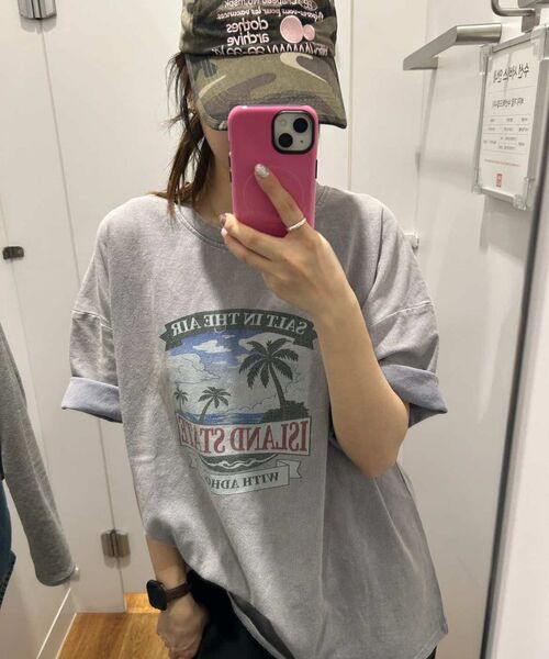 ADHOC(アドホック)の「女性パームツリーアートワークピグメント半袖Tシャツ (3 COLOR) (HC4STC1)(Tシャツ/カットソー・レディース・ライトグレー/ブラック/ピンク・FREE)」の10枚目の写真