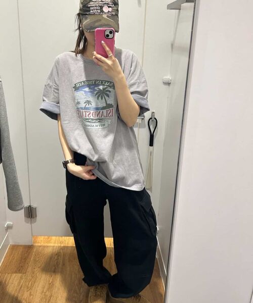 ADHOC(アドホック)の「女性パームツリーアートワークピグメント半袖Tシャツ (3 COLOR) (HC4STC1)(Tシャツ/カットソー・レディース・ライトグレー/ブラック/ピンク・FREE)」の11枚目の写真