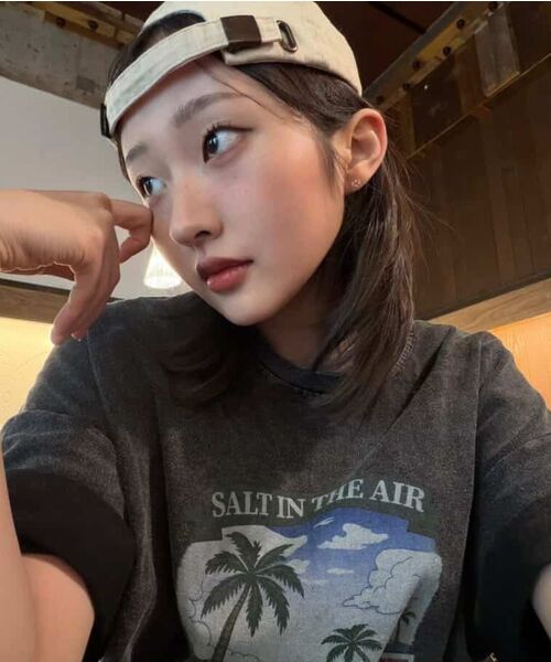 ADHOC(アドホック)の「女性パームツリーアートワークピグメント半袖Tシャツ (3 COLOR) (HC4STC1)(Tシャツ/カットソー・レディース・ライトグレー/ブラック/ピンク・FREE)」の14枚目の写真