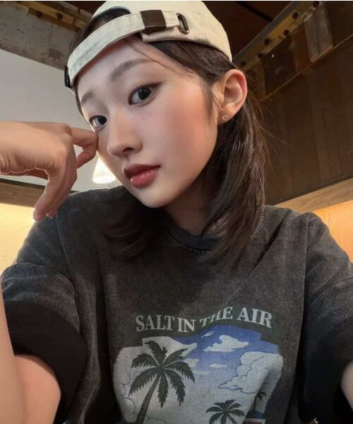 ADHOC(アドホック)の「女性パームツリーアートワークピグメント半袖Tシャツ (3 COLOR) (HC4STC1)(Tシャツ/カットソー・レディース・ライトグレー/ブラック/ピンク・FREE)」の15枚目の写真