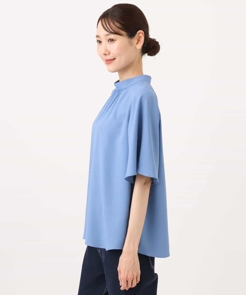 MK MICHEL KLEIN（エムケーミッシェルクラン）の「[洗える]レースボウタイ付きスタンドネックブラウス（シャツ/ブラウス・レディース・ライトグレー/ライトブルー・38）」の14枚目の写真