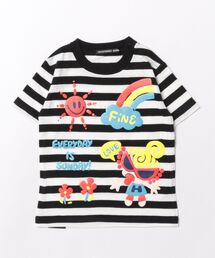 PUFFY PRINT HAPPY DAYS ボーダー半袖Tシャツ