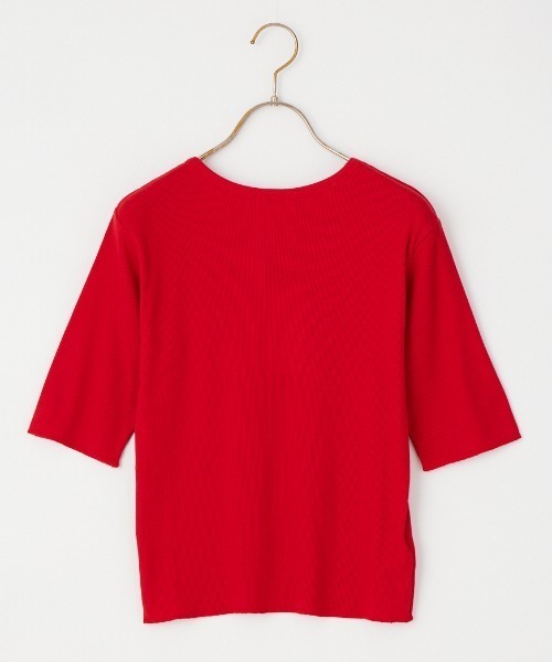 MEYAME（メヤメ）の「[MEYAME/メヤメ] ソフトリブ ハーフスリーブカットソー（Tシャツ/カットソー・レディース・クリーム/レッド/ブラック・F）」の14枚目の写真