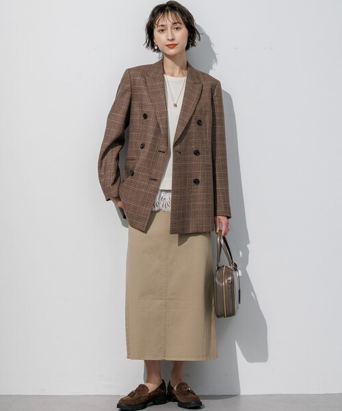 23区 L(ニジュウサンクオオキイサイズ)の「ストレッチギャバ チノ マリン風スカート(スカート・レディース・オリーブ系/ベージュ系・44/46/48/50)」の6枚目の写真