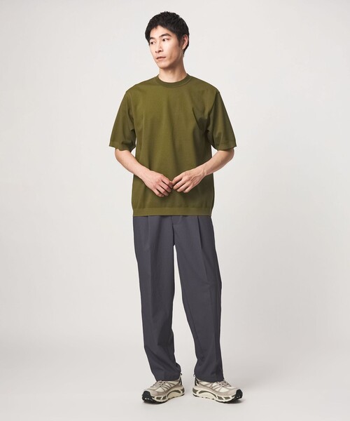 green label relaxing(グリーンレーベルリラクシング)の「ニットライク カノコ クルーネック 半袖 Tシャツ(Tシャツ/カットソー・メンズ・ライトグレー/オリーブ/ネイビー・XL/L/M/S)」の5枚目の写真