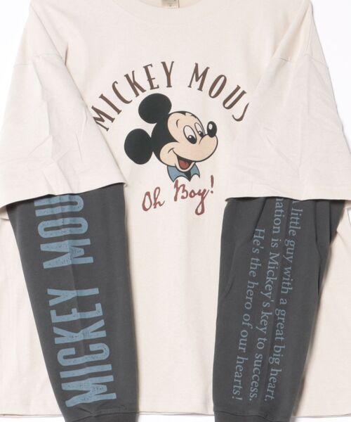 Disney（ディズニー）の「2026AW Disney/ディズニー オーバーサイズ ミッキー フロント/バック/袖プリント フェイクレイヤード長袖Tシャツ ロンT レディース メンズ（Tシャツ/カットソー・メンズ・ブラック系その他/スミクロ/ホワイト系その他/オフホワイト・LL/L/M）」の6枚目の写真