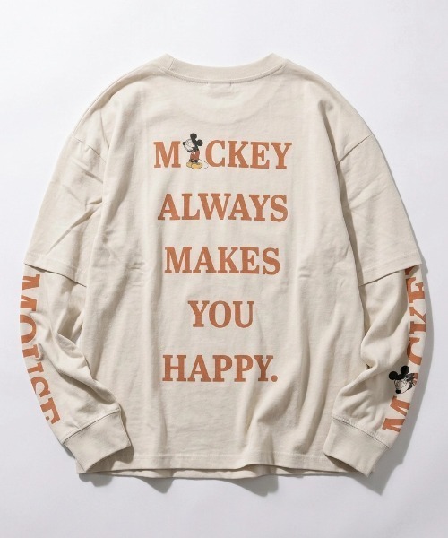 Disney（ディズニー）の「2026AW Disney/ディズニー オーバーサイズ ミッキー フロント/バック/袖プリント フェイクレイヤード長袖Tシャツ ロンT レディース メンズ（Tシャツ/カットソー・メンズ・ブラック系その他/スミクロ/ホワイト系その他/オフホワイト・LL/L/M）」の10枚目の写真
