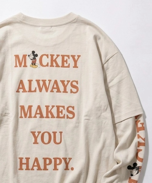 Disney（ディズニー）の「2026AW Disney/ディズニー オーバーサイズ ミッキー フロント/バック/袖プリント フェイクレイヤード長袖Tシャツ ロンT レディース メンズ（Tシャツ/カットソー・メンズ・ブラック系その他/スミクロ/ホワイト系その他/オフホワイト・LL/L/M）」の14枚目の写真