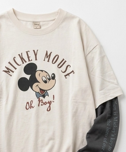 Disney（ディズニー）の「2026AW Disney/ディズニー オーバーサイズ ミッキー フロント/バック/袖プリント フェイクレイヤード長袖Tシャツ ロンT レディース メンズ（Tシャツ/カットソー・メンズ・ブラック系その他/スミクロ/ホワイト系その他/オフホワイト・LL/L/M）」の11枚目の写真
