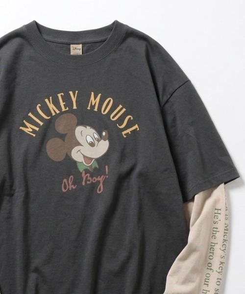 Disney（ディズニー）の「2026AW Disney/ディズニー オーバーサイズ ミッキー フロント/バック/袖プリント フェイクレイヤード長袖Tシャツ ロンT レディース メンズ（Tシャツ/カットソー・メンズ・ブラック系その他/スミクロ/ホワイト系その他/オフホワイト・LL/L/M）」の13枚目の写真