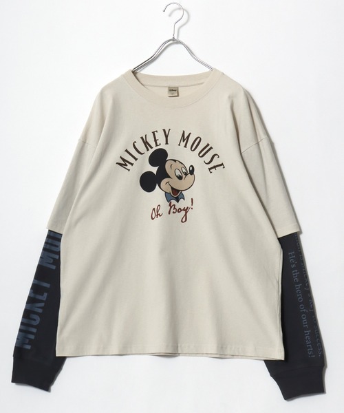 Disney（ディズニー）の「2026AW Disney/ディズニー オーバーサイズ ミッキー フロント/バック/袖プリント フェイクレイヤード長袖Tシャツ ロンT レディース メンズ（Tシャツ/カットソー・メンズ・ブラック系その他/スミクロ/ホワイト系その他/オフホワイト・LL/L/M）」の17枚目の写真