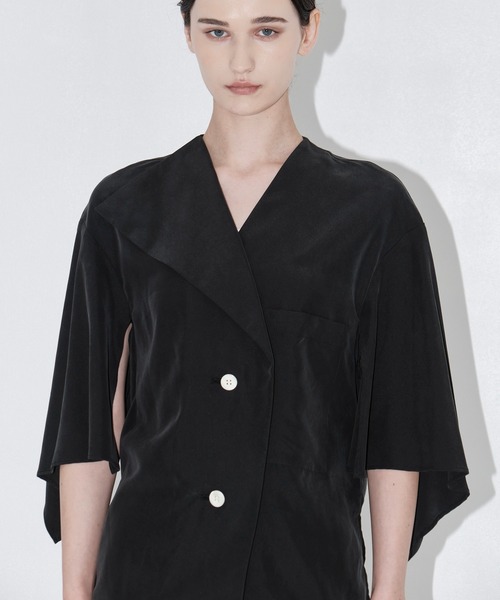 AKIRANAKA（アキラナカ）の「【AKIRANAKA/アキラナカ】Liese panel sleeve shirt BK（シャツ/ブラウス・レディース・ブラック・1）」の5枚目の写真