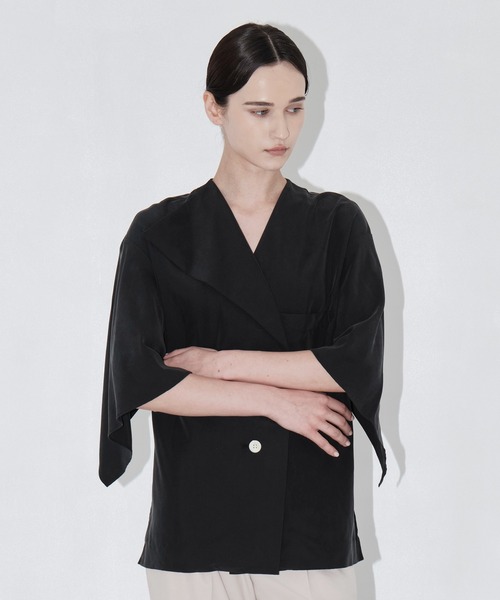 AKIRANAKA（アキラナカ）の「【AKIRANAKA/アキラナカ】Liese panel sleeve shirt BK（シャツ/ブラウス・レディース・ブラック・1）」の4枚目の写真