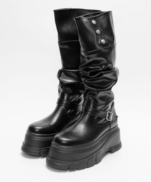 2WAY ロングエンジニアブーツ 韓国 Y2K Opium ブラック WEGO/2way厚底ロングブーツ（ブーツ）｜WEGO（ウィゴー）の