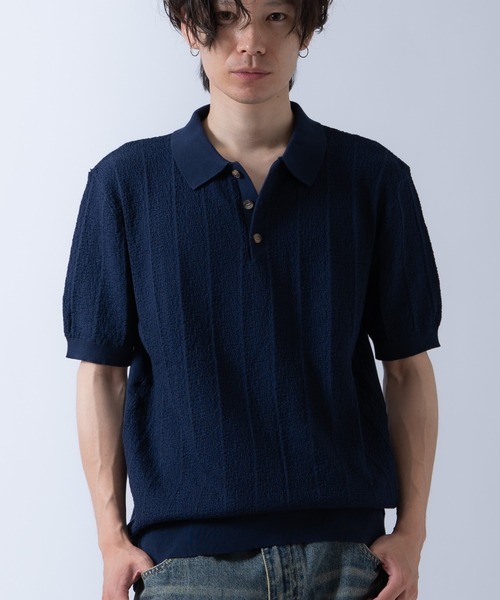 Crownor(クラウノアー)の「ニット 半袖ポロシャツ(ポロシャツ・メンズ・ネイビー/ブラック/ホワイト・LARGE/MEDIUM)」の3枚目の写真