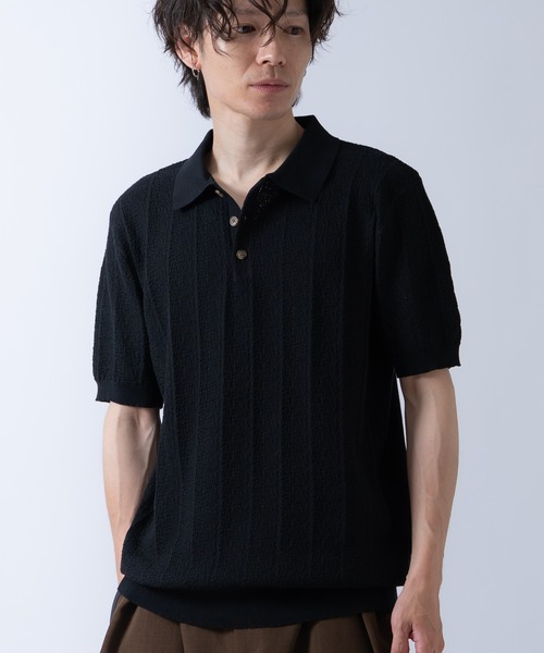 Crownor(クラウノアー)の「ニット 半袖ポロシャツ(ポロシャツ・メンズ・ネイビー/ブラック/ホワイト・LARGE/MEDIUM)」の18枚目の写真