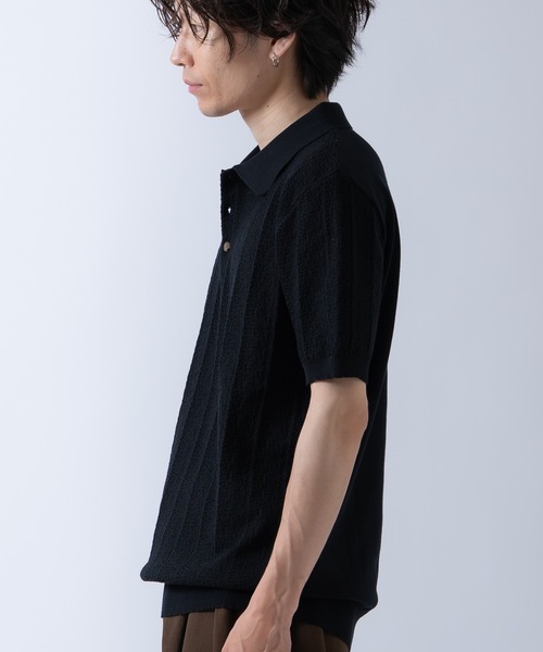 Crownor(クラウノアー)の「ニット 半袖ポロシャツ(ポロシャツ・メンズ・ネイビー/ブラック/ホワイト・LARGE/MEDIUM)」の19枚目の写真