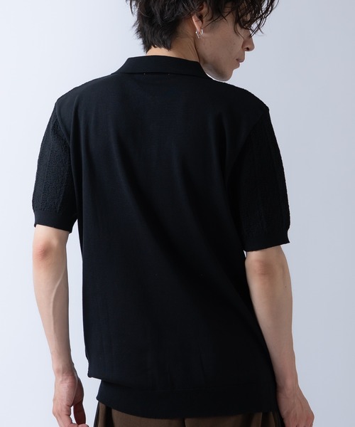 Crownor(クラウノアー)の「ニット 半袖ポロシャツ(ポロシャツ・メンズ・ネイビー/ブラック/ホワイト・LARGE/MEDIUM)」の8枚目の写真
