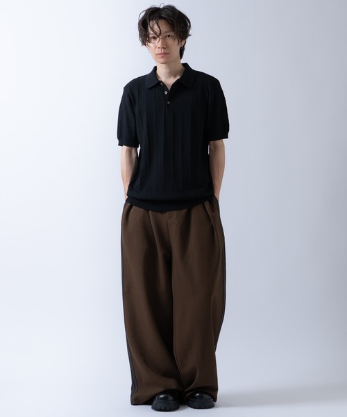 Crownor(クラウノアー)の「ニット 半袖ポロシャツ(ポロシャツ・メンズ・ネイビー/ブラック/ホワイト・LARGE/MEDIUM)」の9枚目の写真