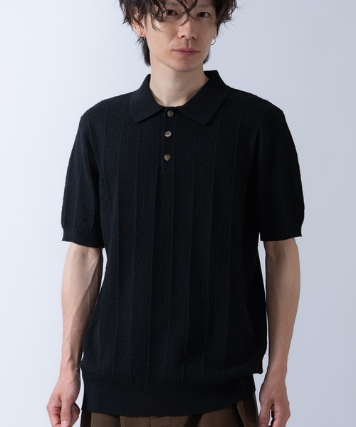 Crownor(クラウノアー)の「ニット 半袖ポロシャツ(ポロシャツ・メンズ・ネイビー/ブラック/ホワイト・LARGE/MEDIUM)」の10枚目の写真