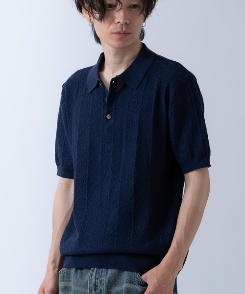Crownor(クラウノアー)の「ニット 半袖ポロシャツ(ポロシャツ・メンズ・ネイビー/ブラック/ホワイト・LARGE/MEDIUM)」の11枚目の写真